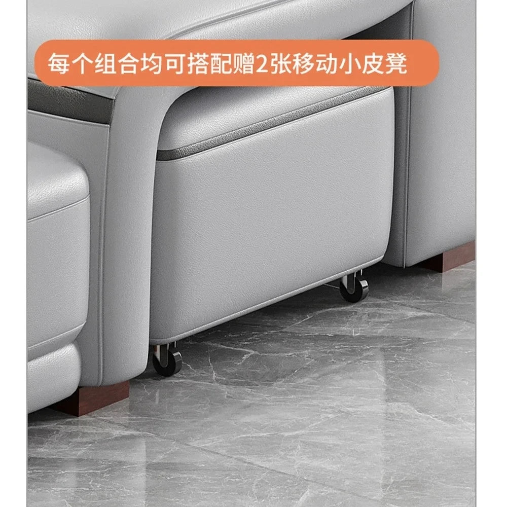 MINGDIBAO Genuine Leather Power Recliner Sofa Set With Stool