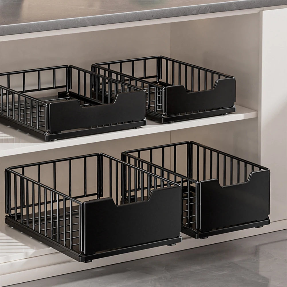 TWISTER.CK Pull Out Cabinet Organizer Carbon Steel Foldable Drawers
