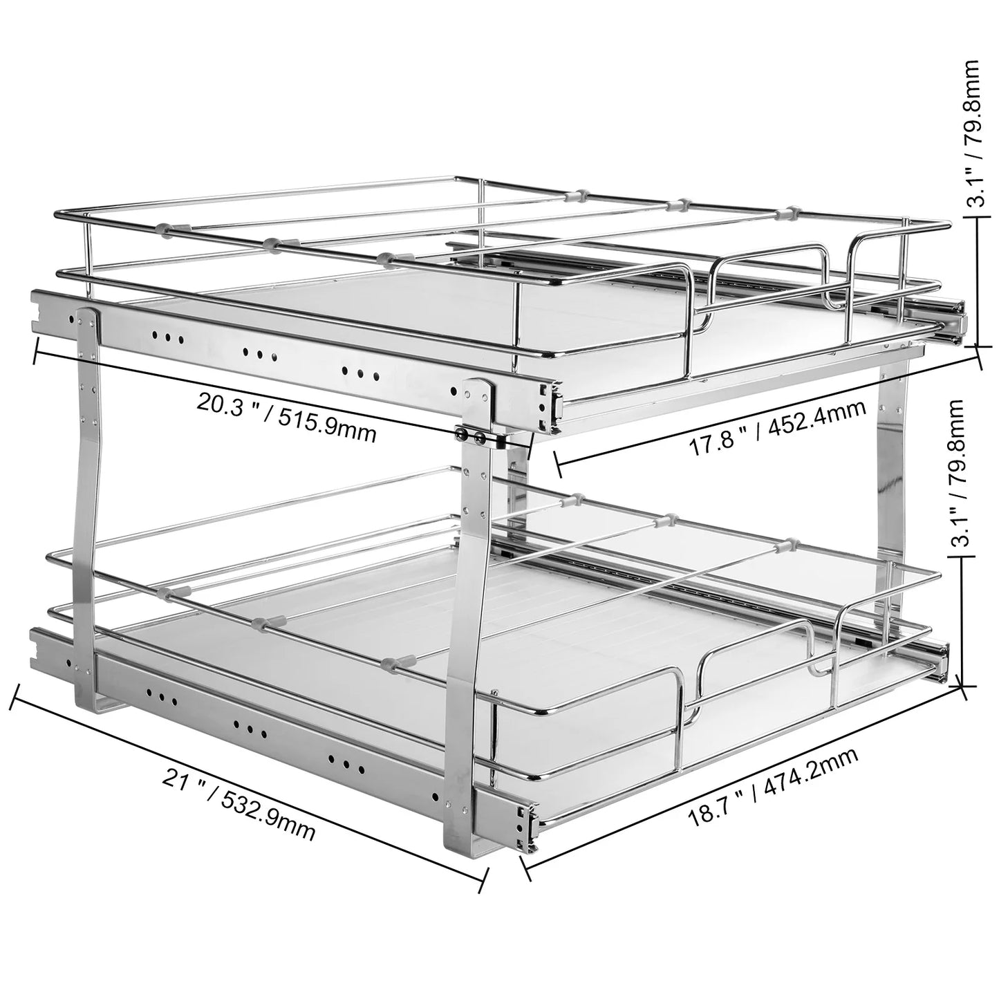 SucceBuy Pull Out Cabinet Organizer With Sliding Drawers