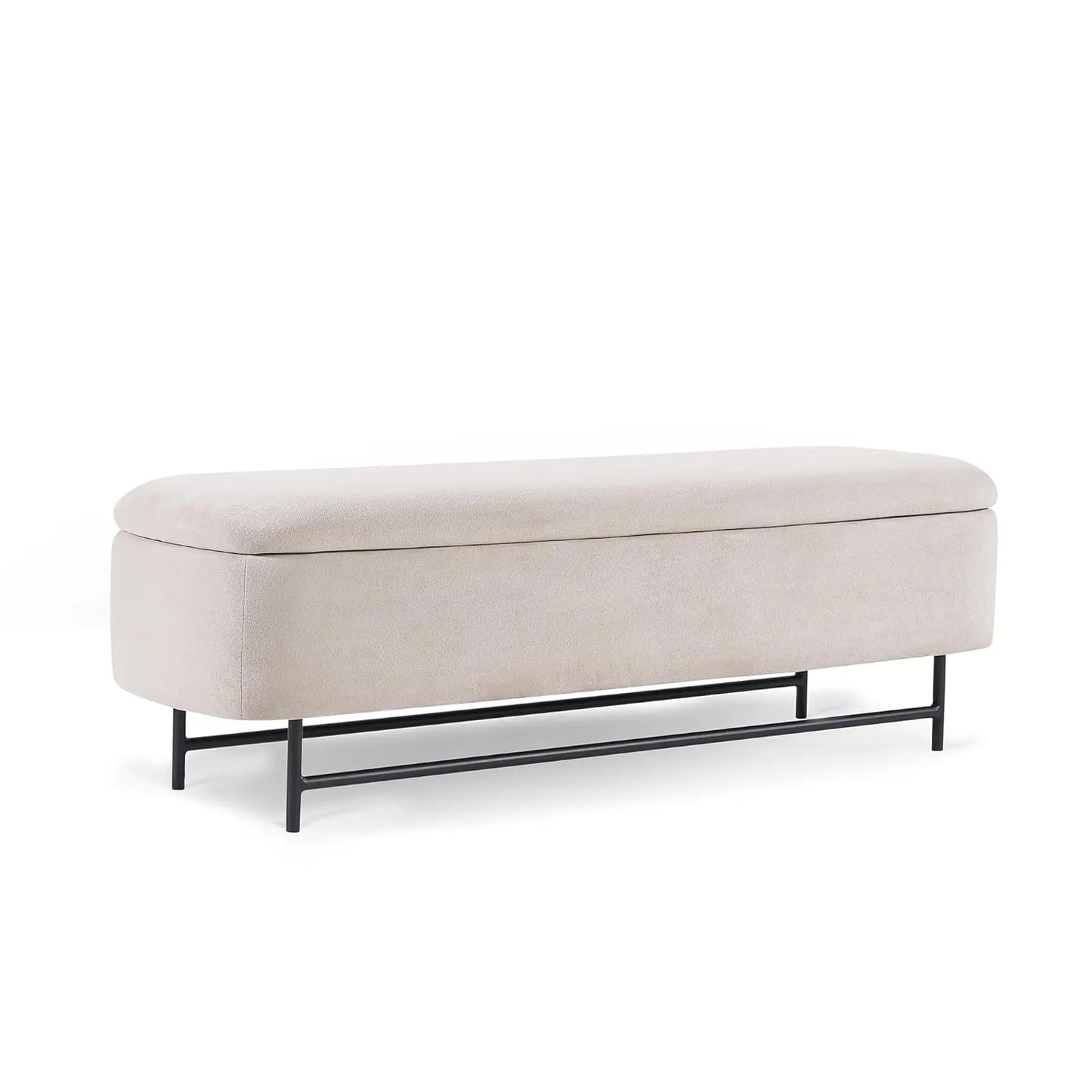 Boucle Upholstered Storage Bench for Bedroom Teddy Ottoman
