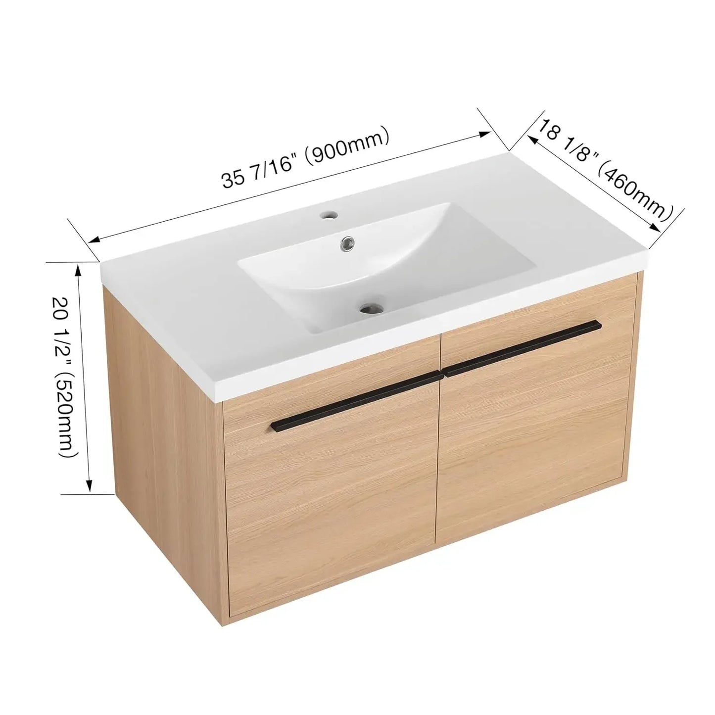 Floating Bathroom Vanity With Sink, Wall Mounted Premium Plywood