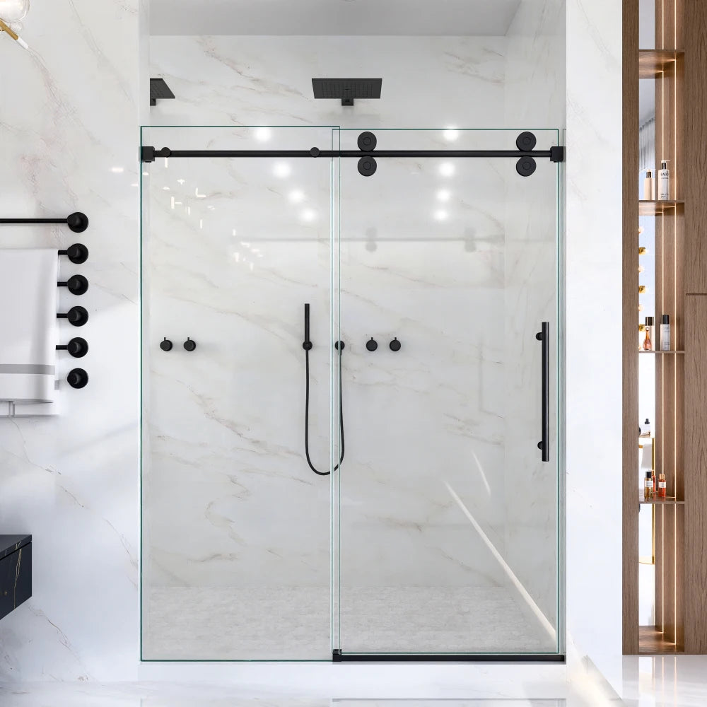 Frameless Single Sliding Shower Door With Tempered Glass Bypass Design