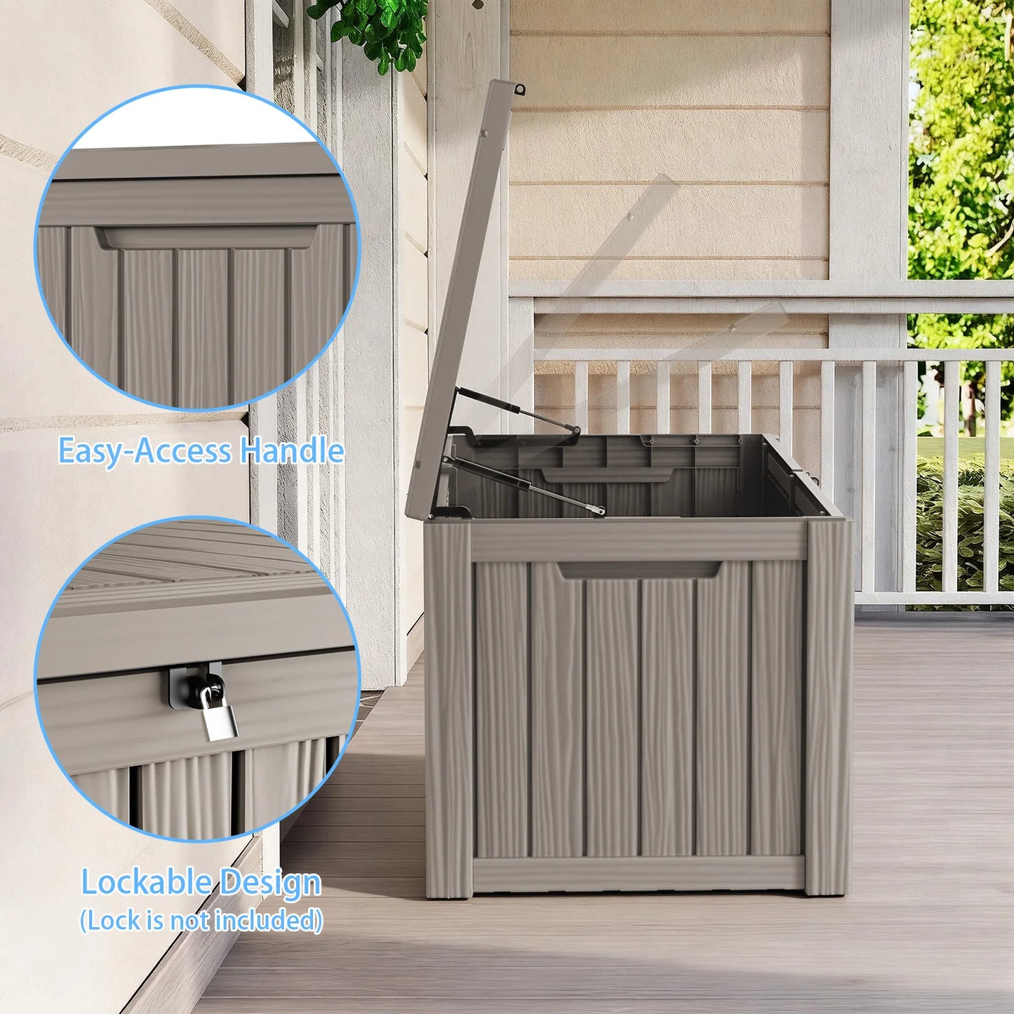 Outdoor Deck Box 120 Gallon Lockable Weatherproof Storage Container