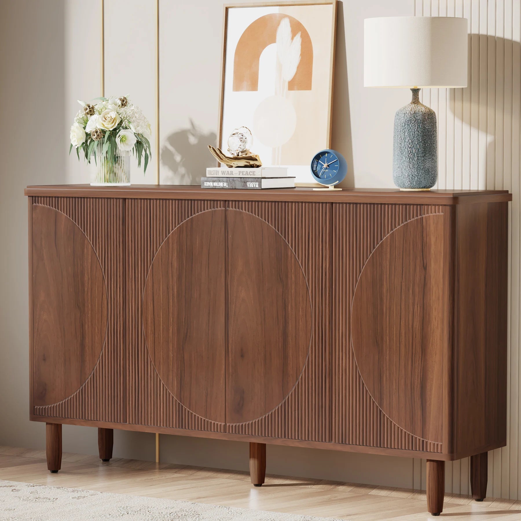 Tribesigns Buffet Cabinet Sideboard with Storage, Modern Storage Cabinet Sideboard Buffet Table with Doors for Living Room The Pet & Home Store