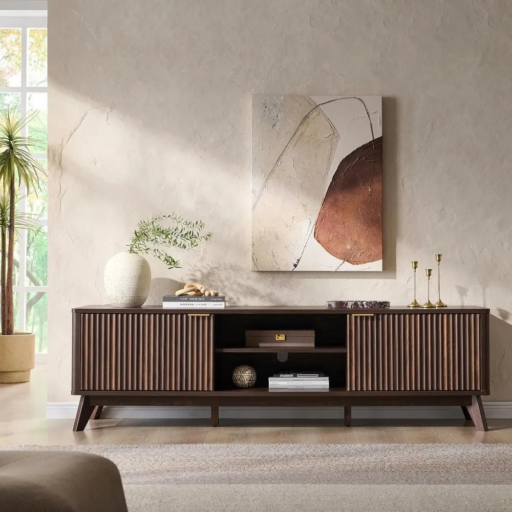 Guangbai Mid Century Modern Fluted TV Stand Entertainment Center