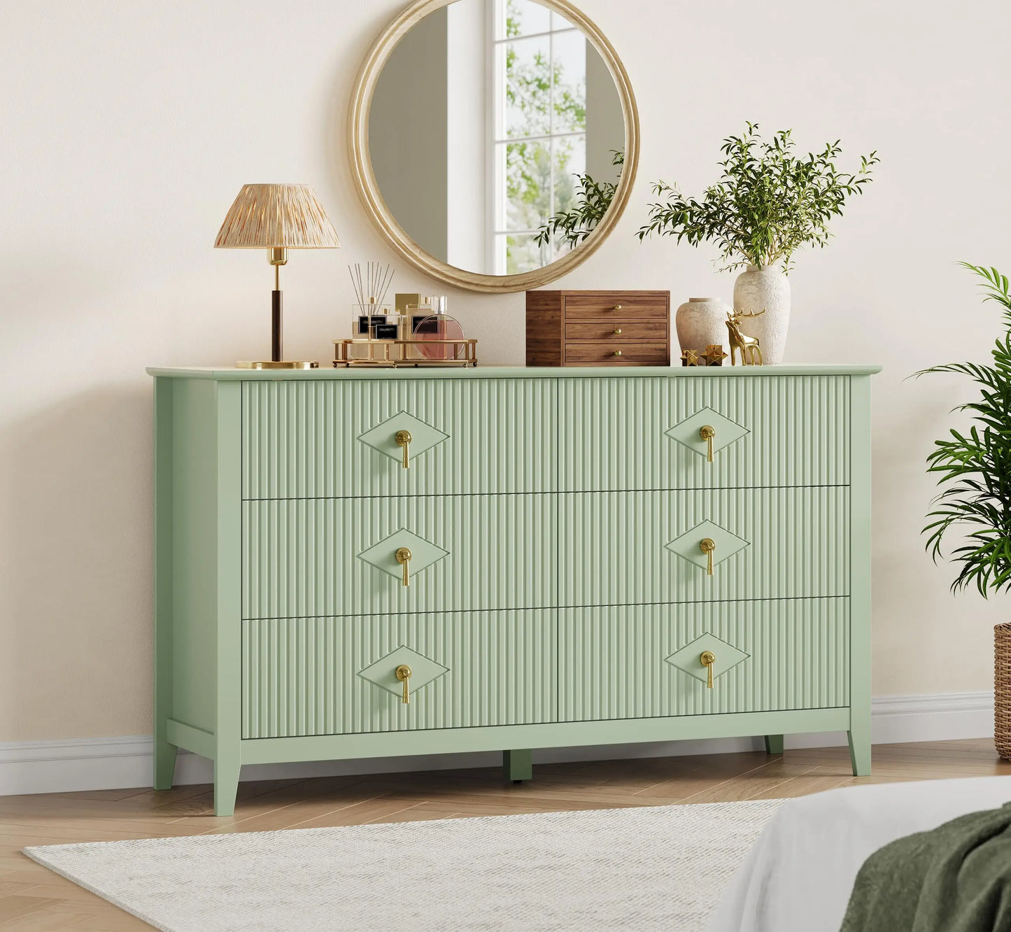 HiMISS Modern Six Drawer Dresser And TV Stand In Wood