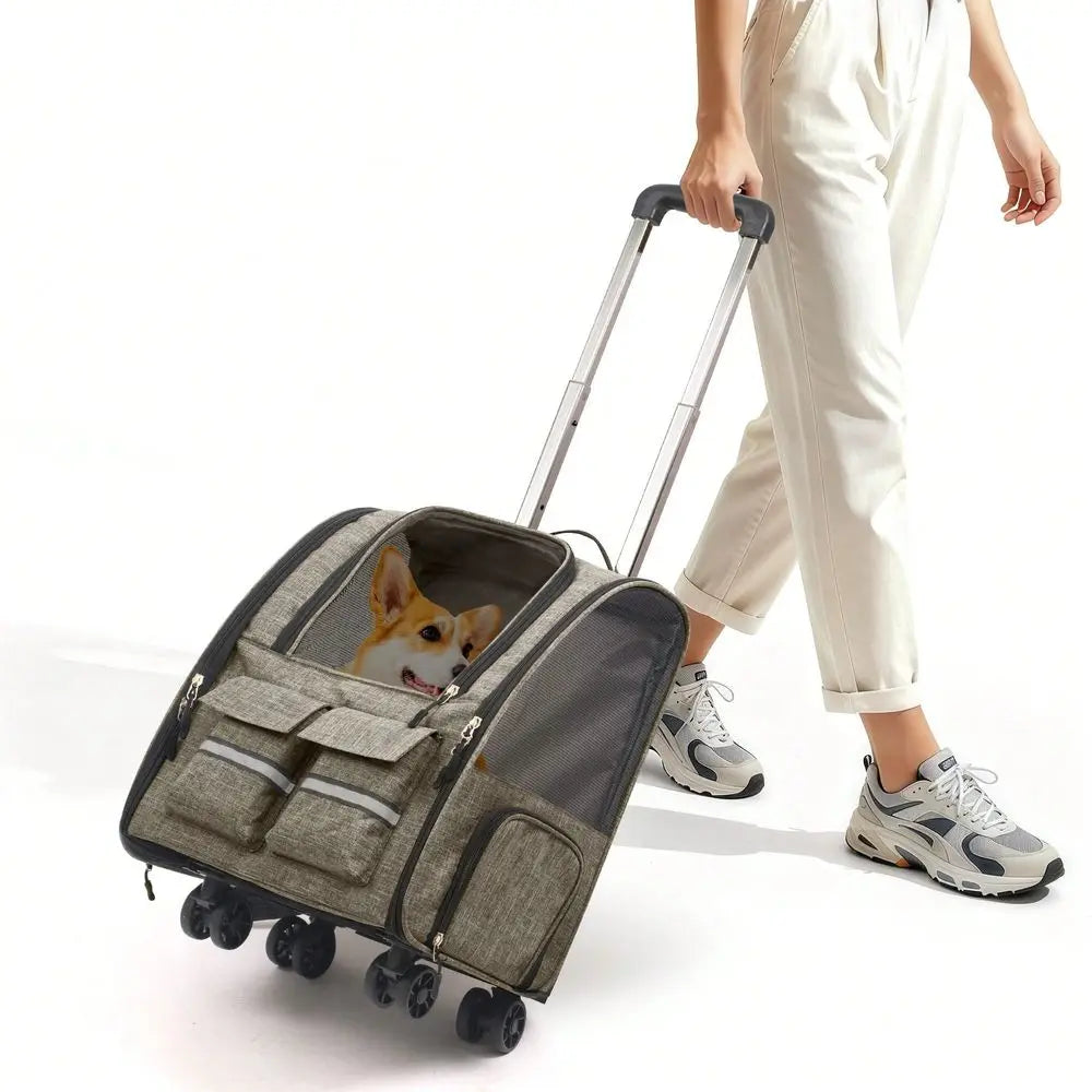 Trolley Pet Carrier With Wheels Airline Approved Cat Carrier