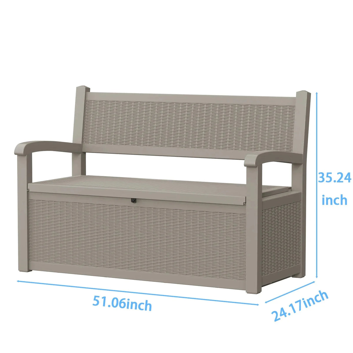 Outdoor Storage Bench with Rattan Look, Light Brown, Weatherproof Resin Patio Bench with Storage Box for Garden Backyard Poolside The Pet & Home Store