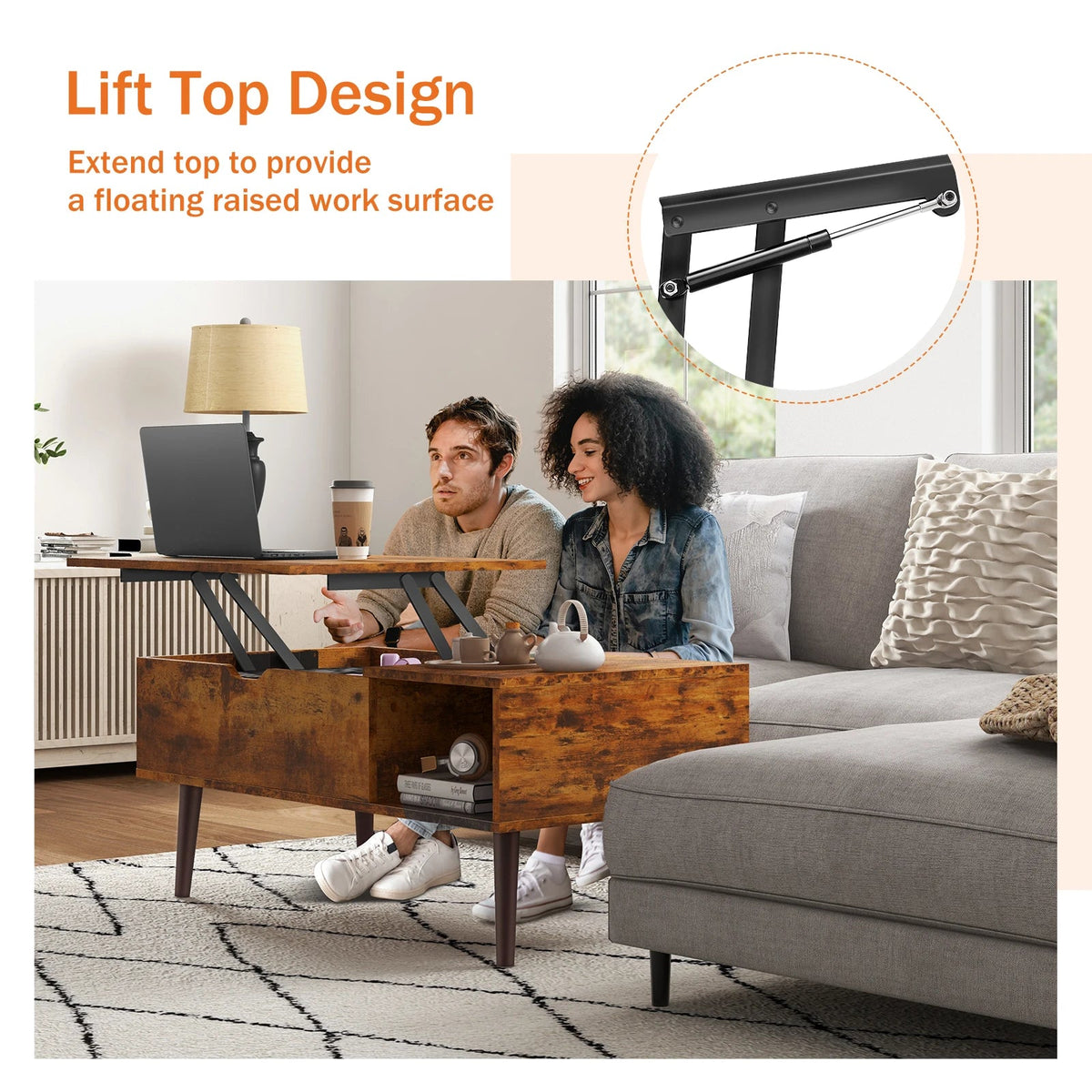 JHK Lift Top Coffee Table With Storage Shelf For Living Room The Pet & Home Store