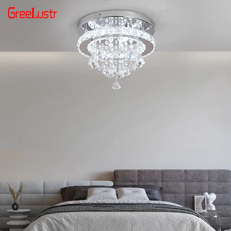 GreeLustr Crystal Chandelier Chrome LED Ceiling Light Fixture