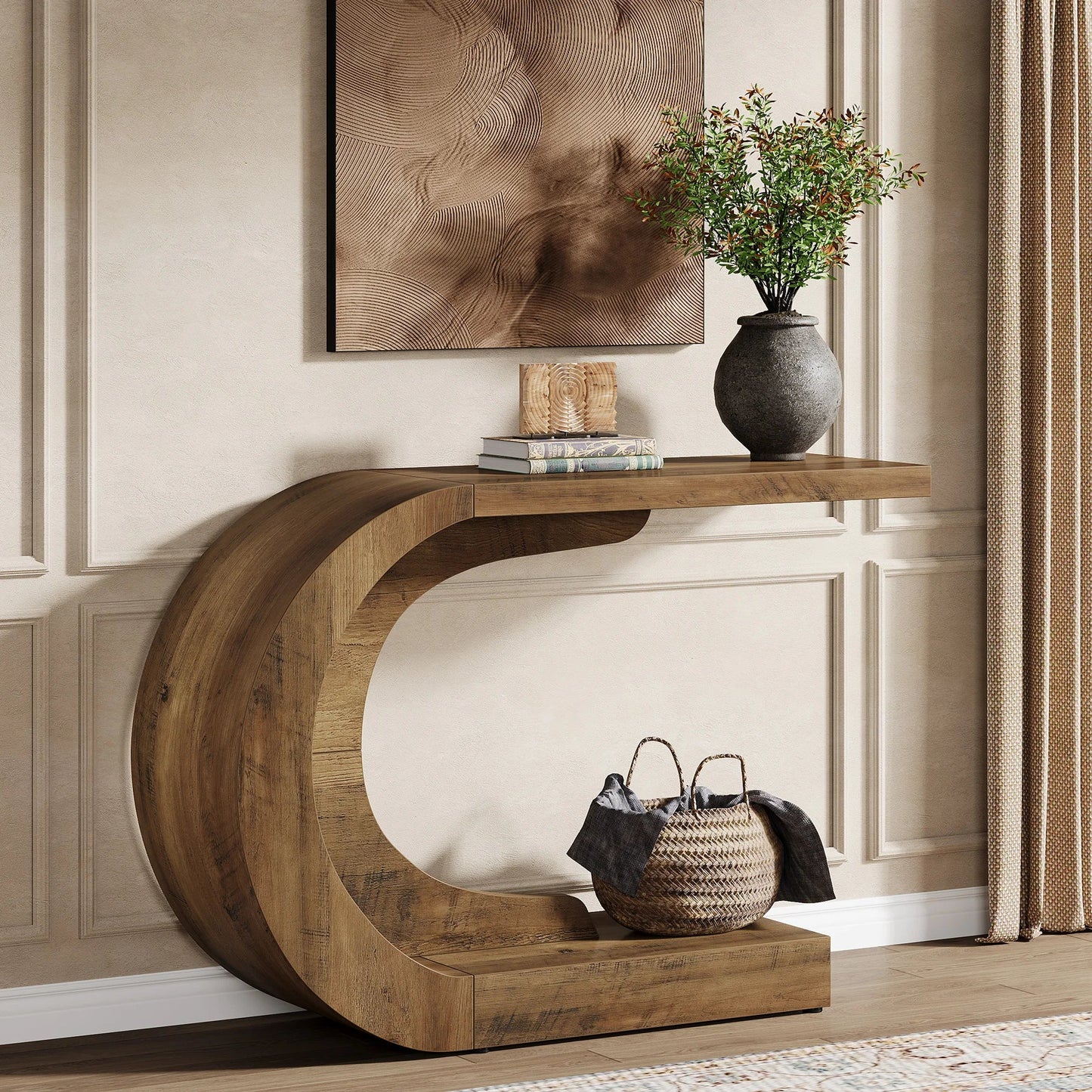 Tribesigns 43.3" Mid-Century Modern Console Table for Entryway, Wood C-Shaped Hallway Entry Accent Table for Living Room The Pet & Home Store
