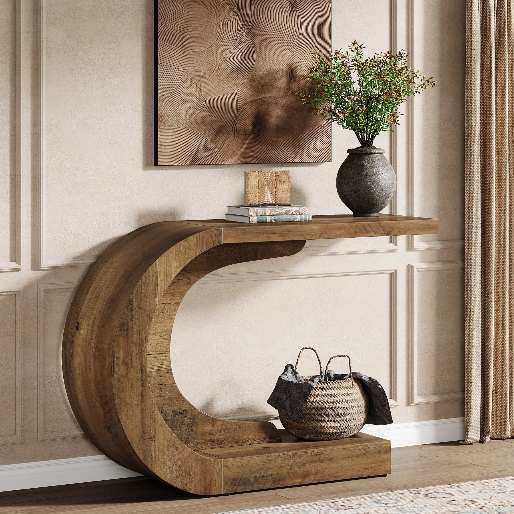 Tribesigns 43.3" Mid-Century Modern Console Table for Entryway, Wood C-Shaped Hallway Entry Accent Table for Living Room The Pet & Home Store