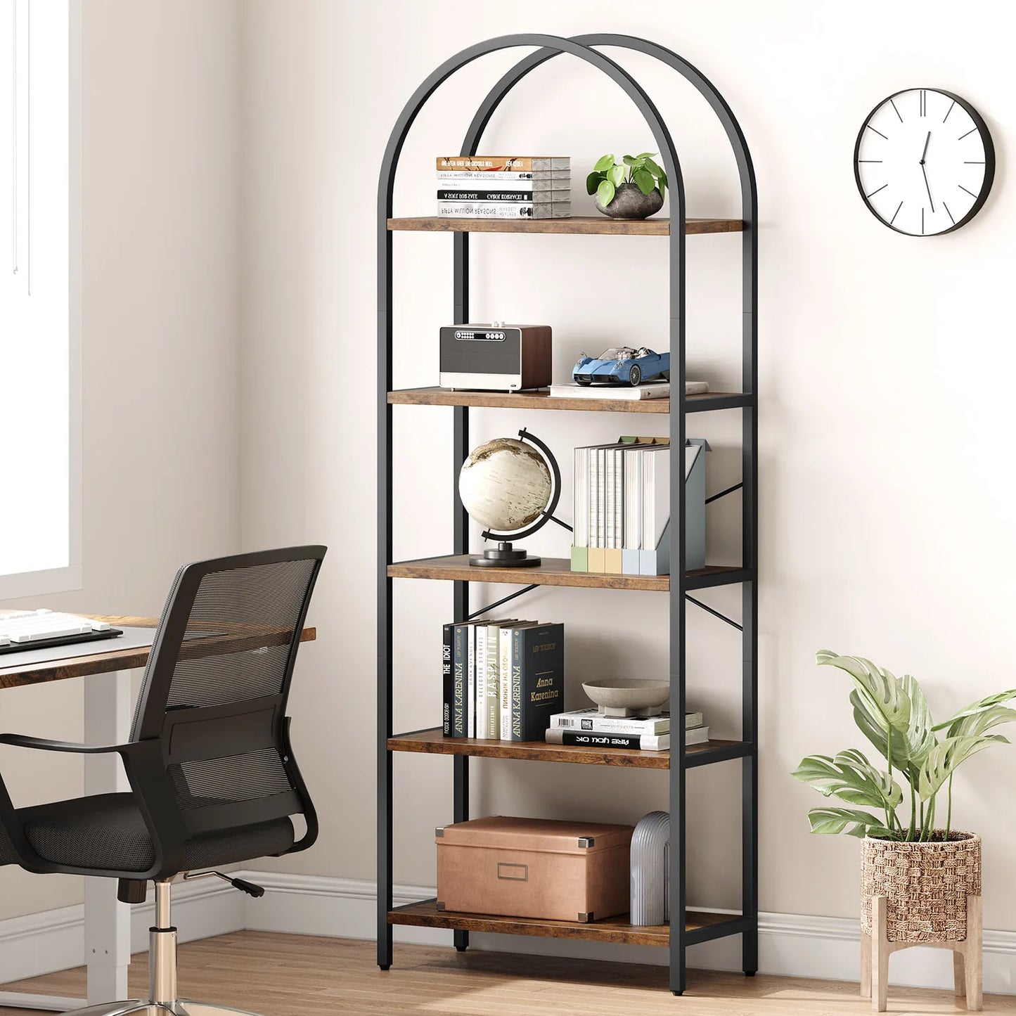 TWISTER.CK 5-Tier Arched Bookshelf Industrial Open Display
