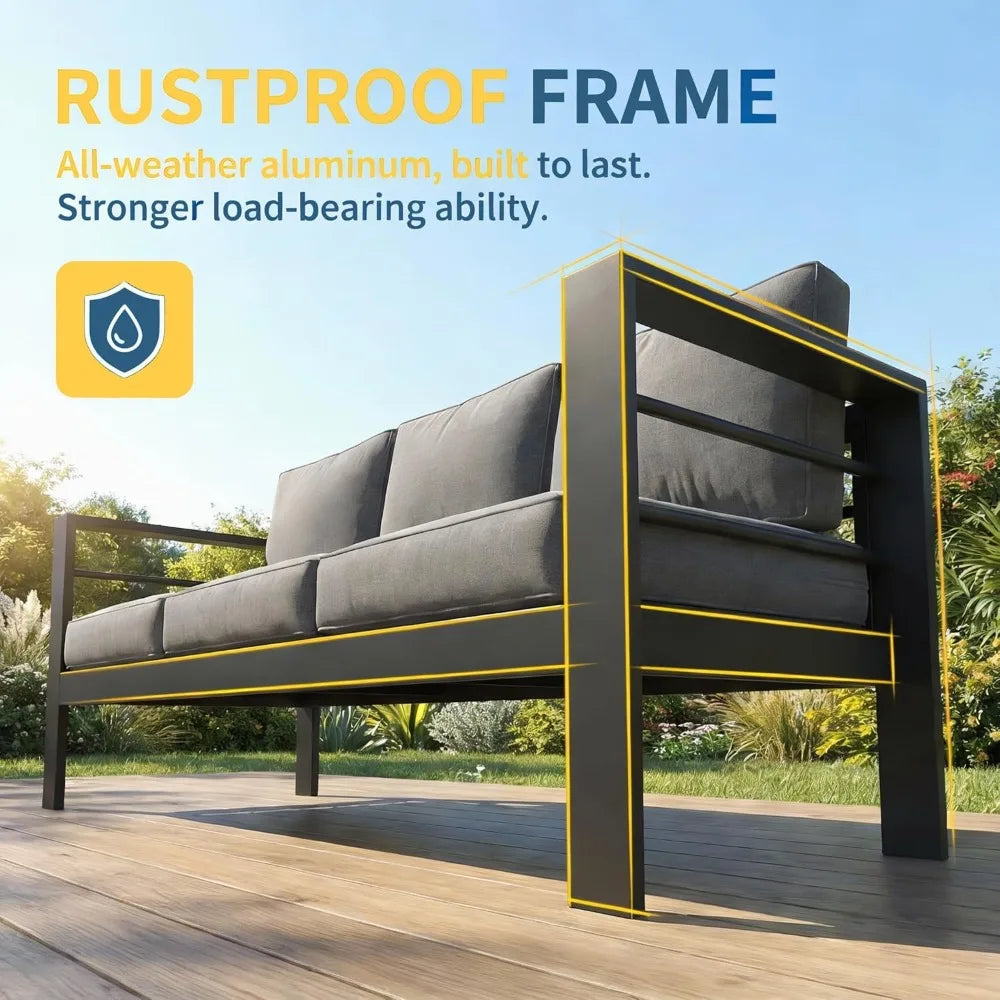 Aluminum Patio Furniture Set for All Weather, Oversized Metal Outdoor Furniture Set with 27.5" Deep Seating, Customized
