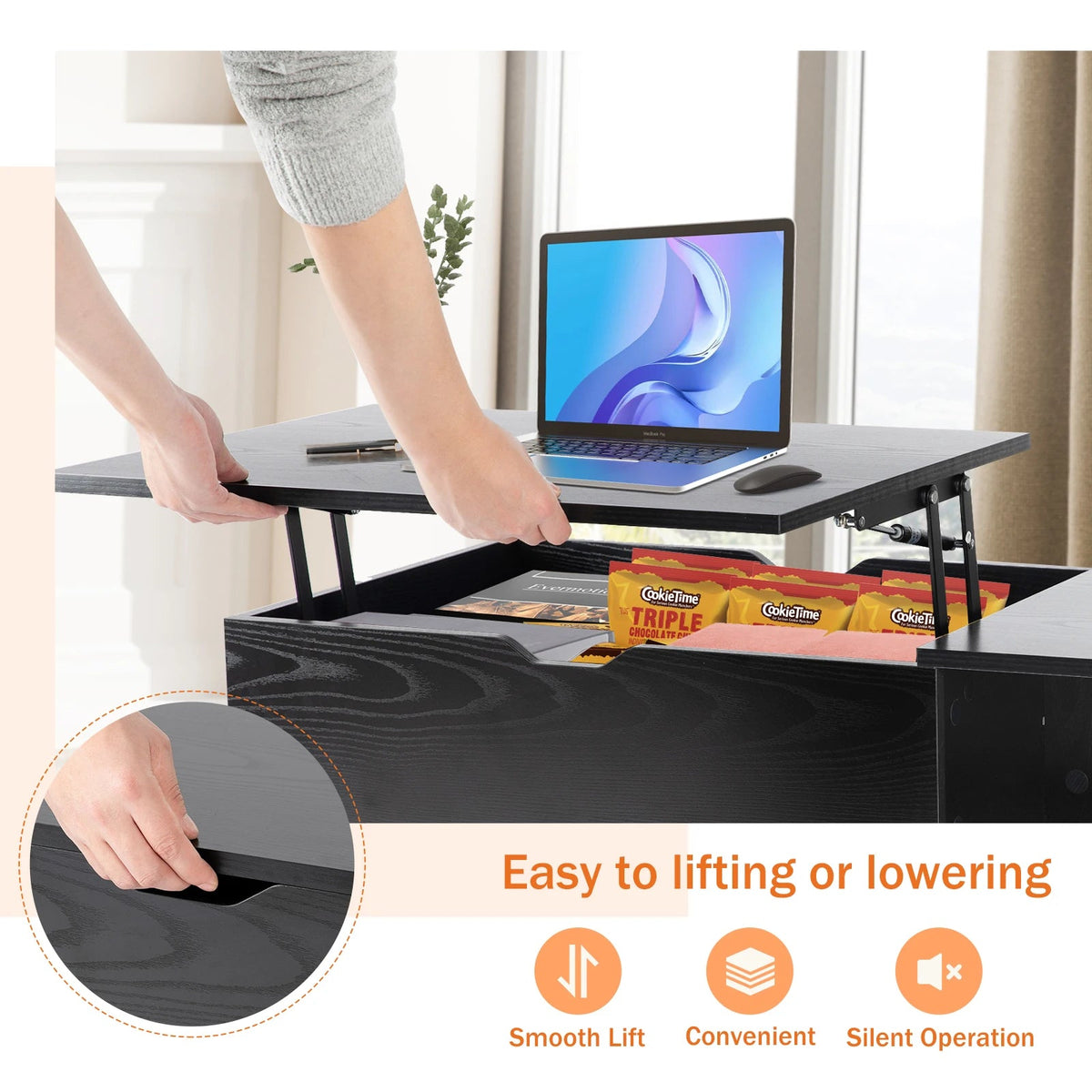 JHK Lift Top Coffee Table With Storage Shelf For Living Room The Pet & Home Store