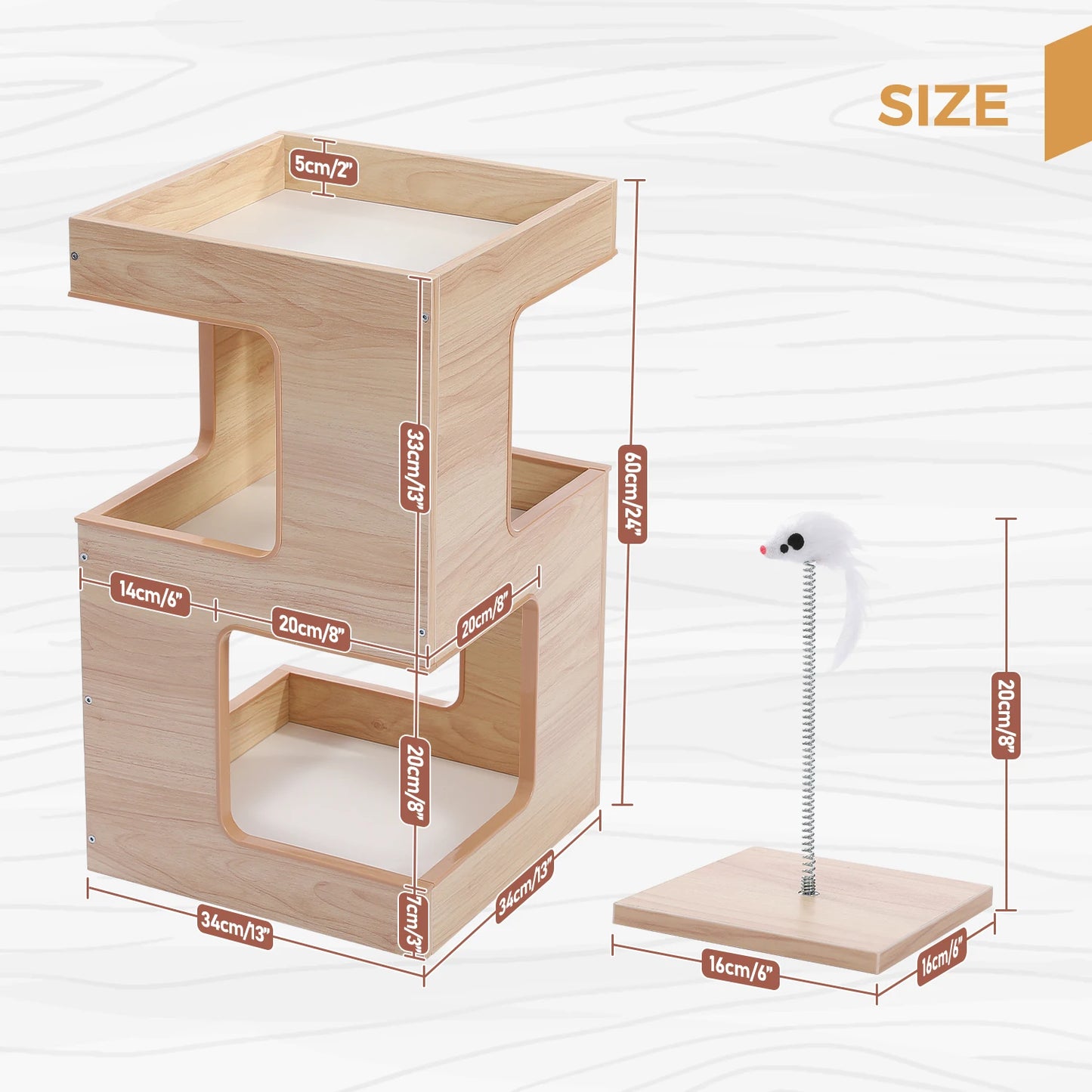 PAWZ Road Wood Cat Condo House Bed With Removable Mats