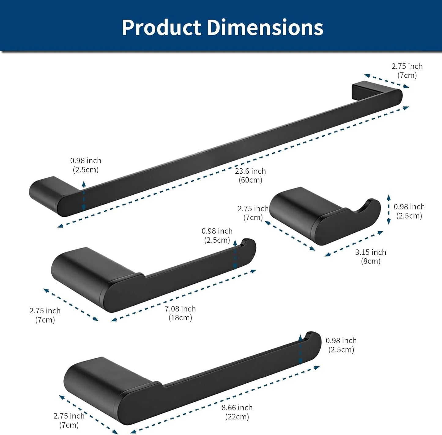 DQOK Brushed Stainless Bathroom Hardware Set With Accessories
