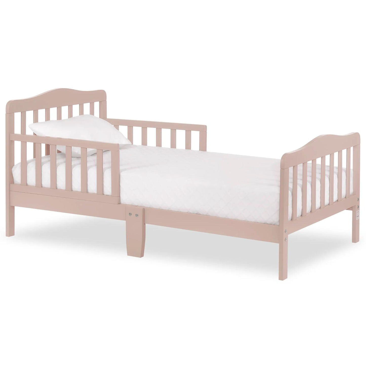 Dream On Me Classic Design Toddler Bed In Pink, Low-to-Floor Wooden Bed With Safety Rails, GREENGUARD Gold & BSA Certified, Non-