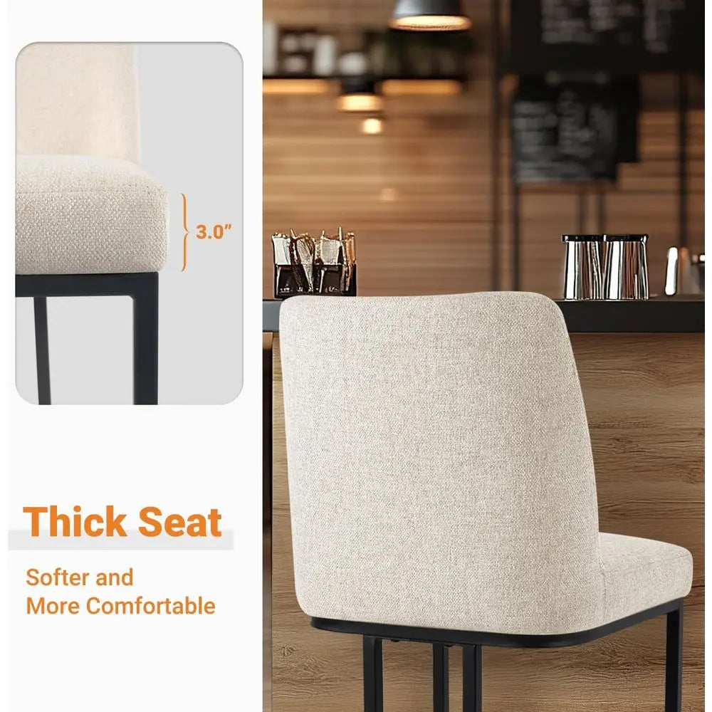 Counter Height Bar Stools Set o 4, 24 Inch Seat Height Bar Chairs or Kitchen Island, Linen abric Upholstered Barstools with Meta The Pet & Home Store
