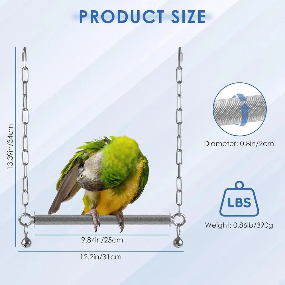 Large Bird Swing, Hanging Heavy Duty Parrot Swings Perches Stand Toys, Claw Grinding Birdcage Accessories for African Grey Cocka The Pet & Home Store