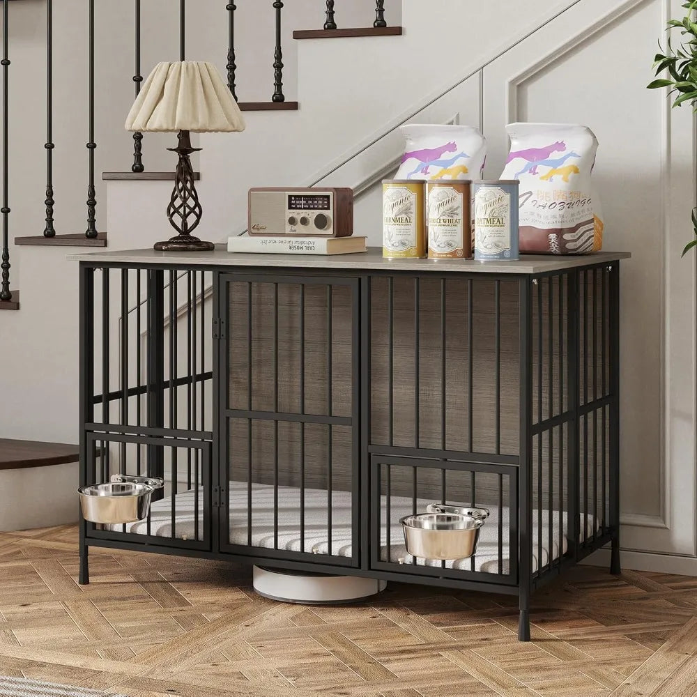 Foldable Wooden Dog Crate Table With Storage Top Easy Assembly
