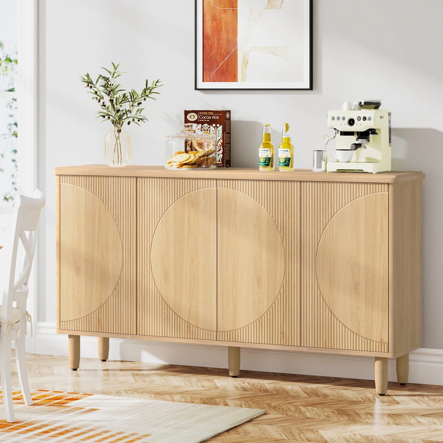 Tribesigns Buffet Cabinet Sideboard with Storage, Modern Storage Cabinet Sideboard Buffet Table with Doors for Living Room The Pet & Home Store