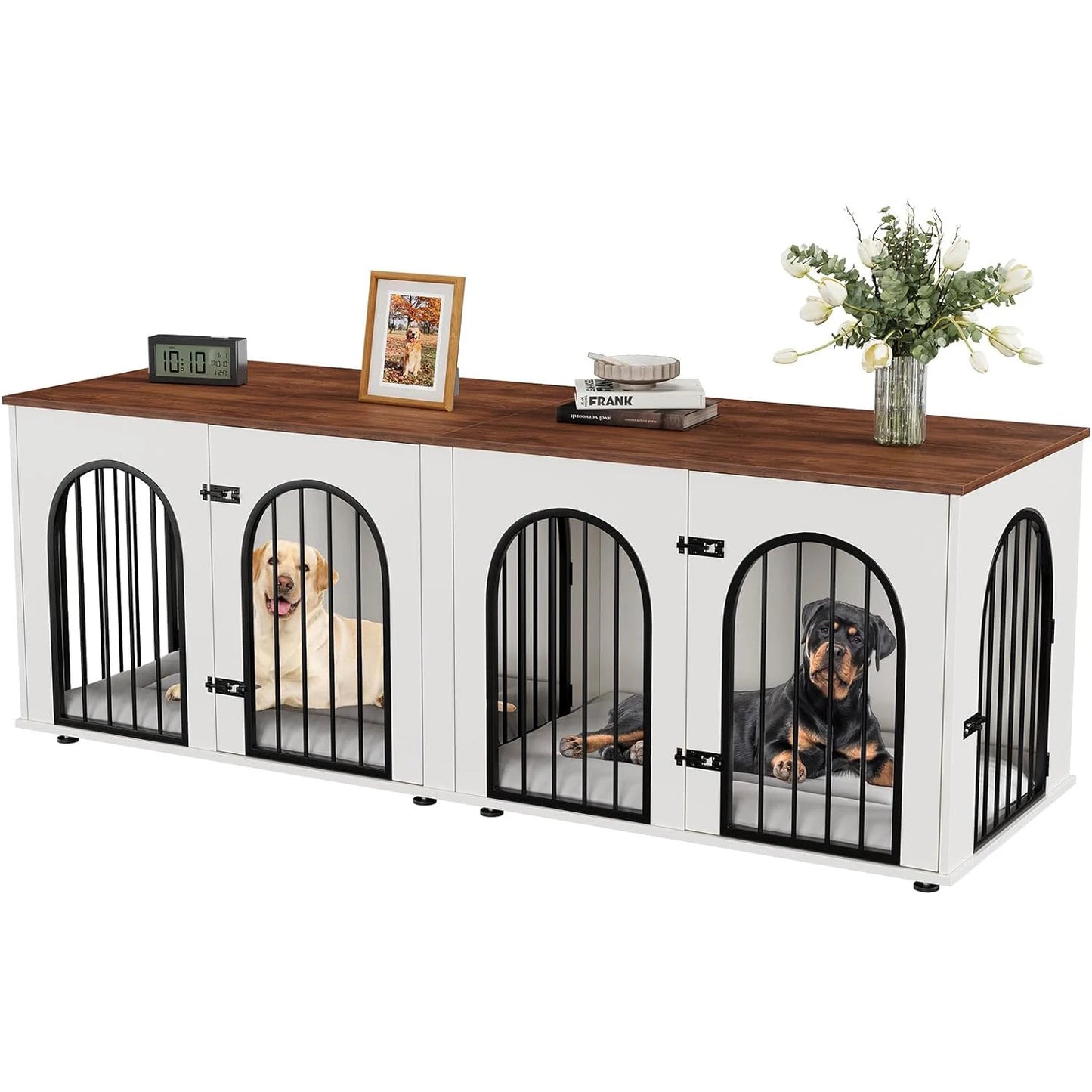 HiMISS Dog Crate Furniture Kennel And TV Console For Two Dogs