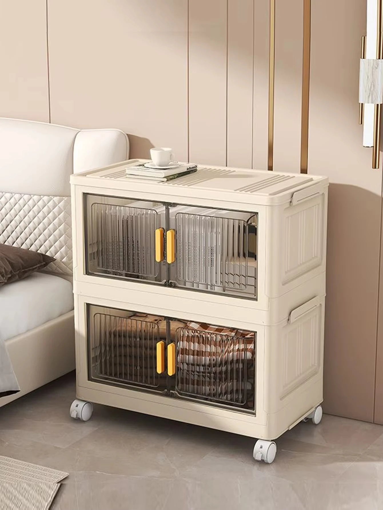 Stackable Plastic Storage Cabinet With Wheels For Easy Organization