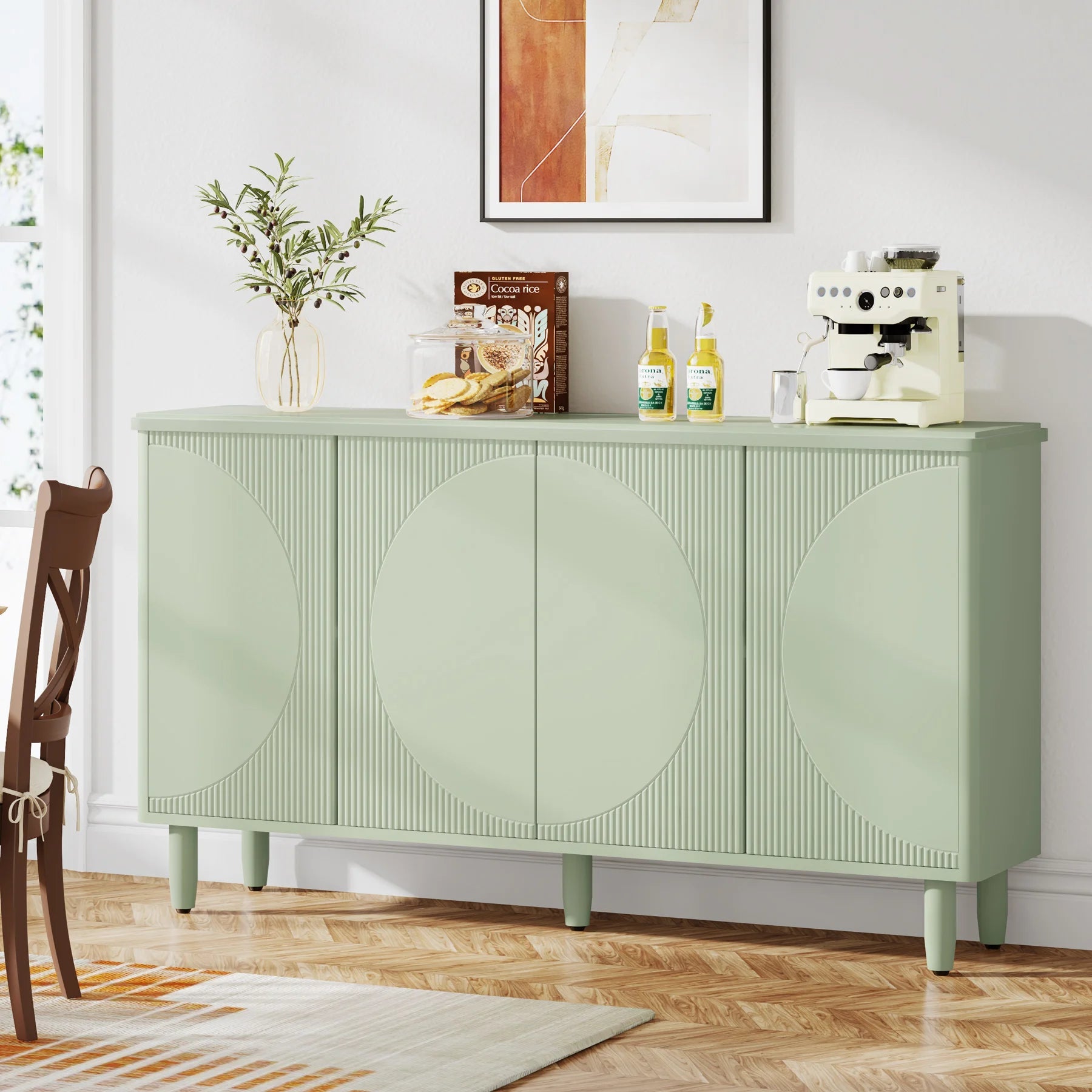 Tribesigns Buffet Cabinet Sideboard with Storage, Modern Storage Cabinet Sideboard Buffet Table with Doors for Living Room The Pet & Home Store