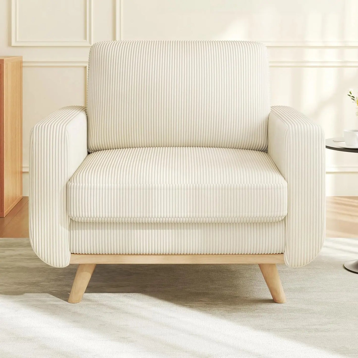 Corduroy L-Shape Modular Sofa With Movable Ottoman Sectional