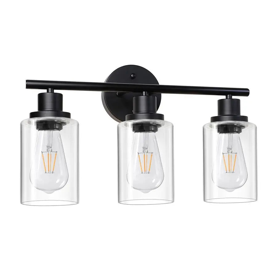 Modern 3 Light Vanity Wall Sconce With Clear Glass For Bathroom