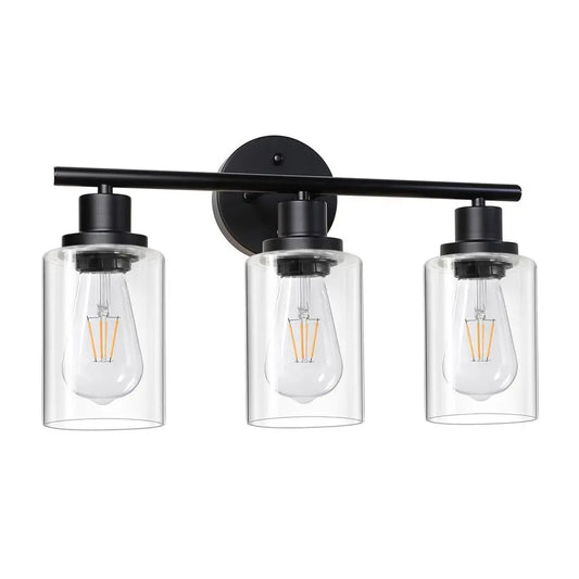 Modern 3 Light Vanity Wall Sconce With Clear Glass For Bathroom