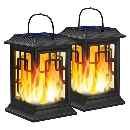 SZRSTH IP65 Solar Flame LED Lanterns For Garden Patio Pack
