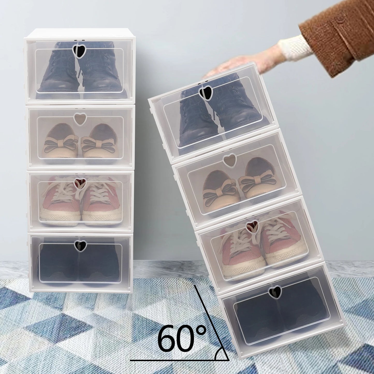 Transparent Stackable Shoe Boxes With Lids Pack Of 20