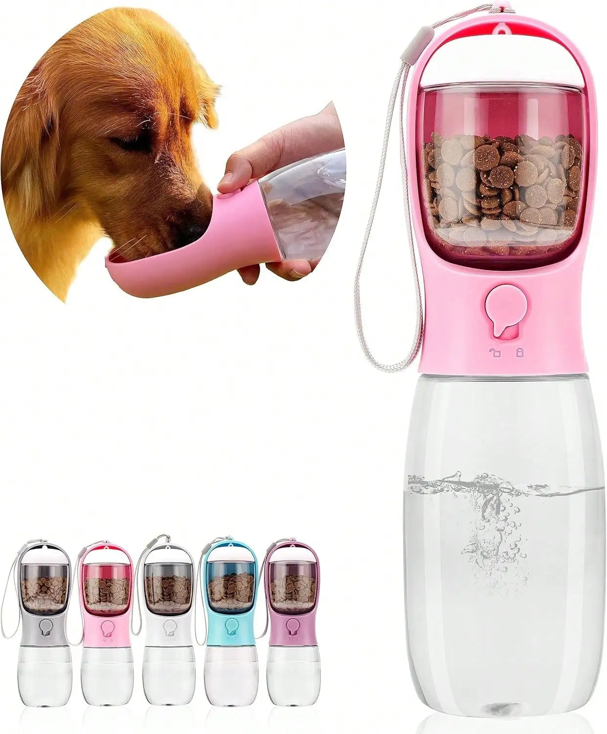 3 In 1 Portable Pet Water Bottle With Food Dispenser