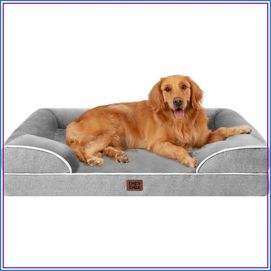 Orthopedic Dog Bed With Waterproof Memory Foam And Bolsters
