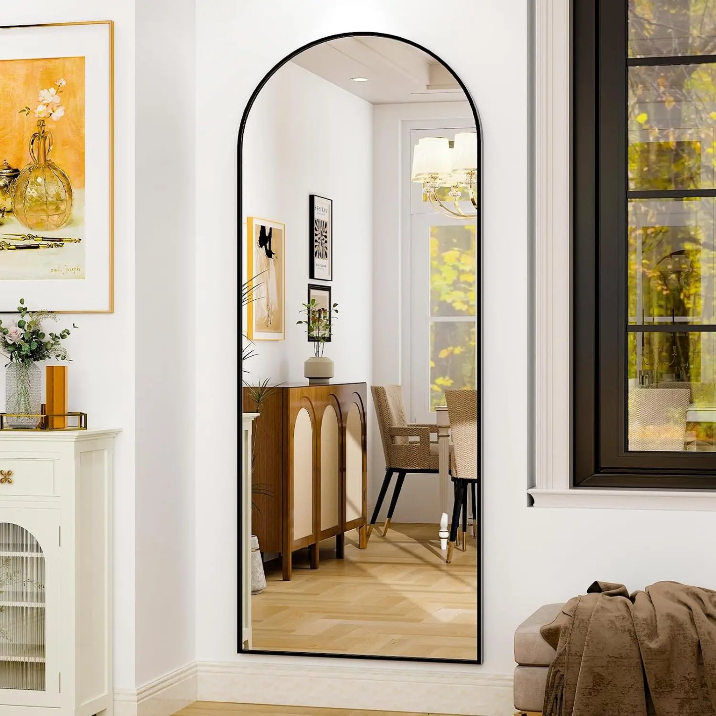 HARRITPURE Full Body Mirror With Aluminum Frame Floor
