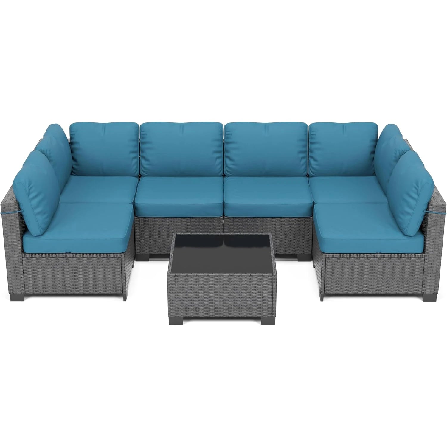 7-Piece Modular Outdoor Furniture Set, PE Rattan Wicker Sectional Modular Conversation Sofa Set, Perfect For Garden Balcony The Pet & Home Store
