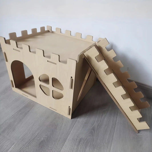 Wooden Detachable Rabbit Castle Hideaway for Guinea Pigs