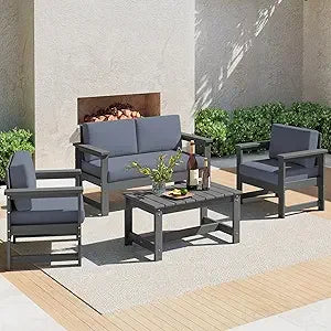 HDPE Outdoor 4-Piece Sofa Set With Cushions For All Weather