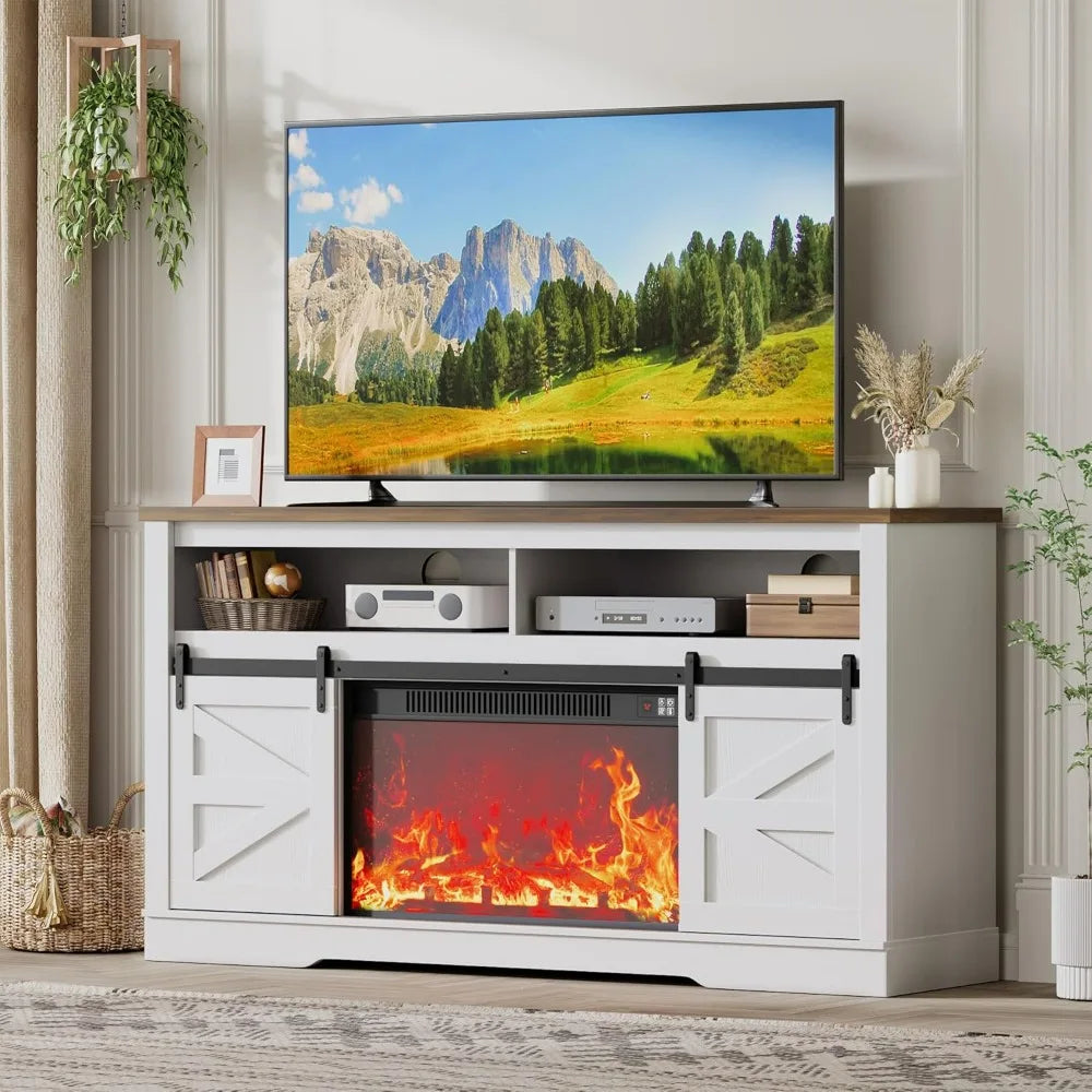 JUMMICO Fireplace TV Stand for 65+ Inch TV with 26'' Fireplace Entertainment Center with Storage Cabinet and Adjustable Shelves The Pet & Home Store