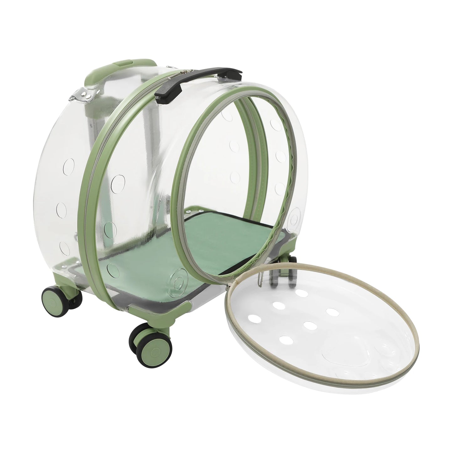 Rolling Cat Carrier With Wheels Telescopic Handle Pet Travel Bag