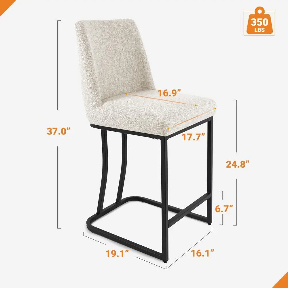 Counter Height Bar Stools Set o 4, 24 Inch Seat Height Bar Chairs or Kitchen Island, Linen abric Upholstered Barstools with Meta The Pet & Home Store