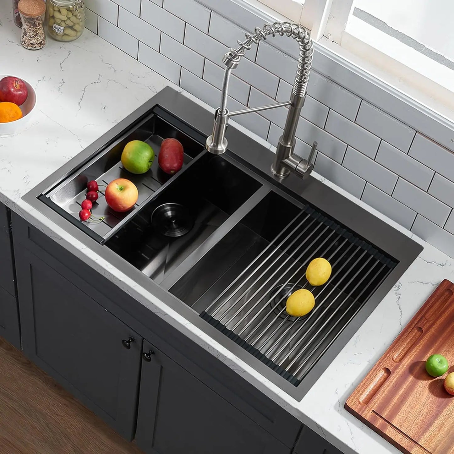 Farmhouse Style Double Bowl Kitchen Sink Stainless Steel