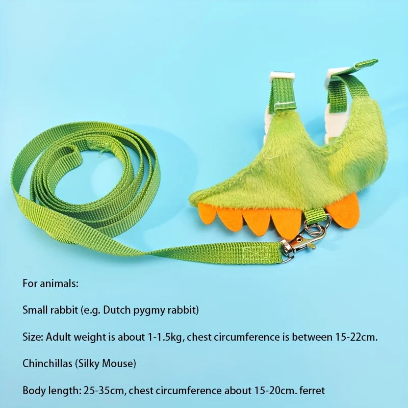 Ferret Harness And Leash Set Dinosaur Vest With Bell