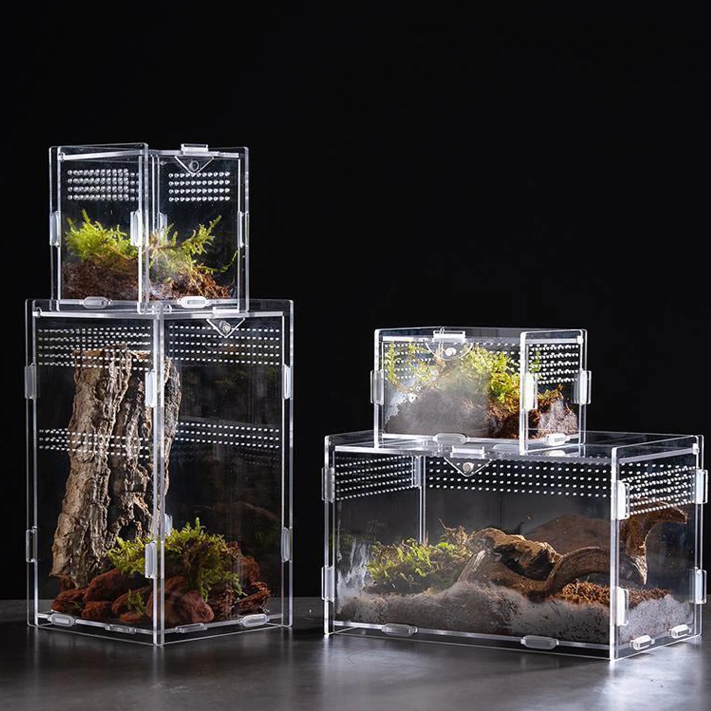 Acrylic Transparent Reptile Terrarium Breeding Box Turtle Cage Nano Arboreal Tarantula Enclosure Dearded Dragon Reptiles Habitat