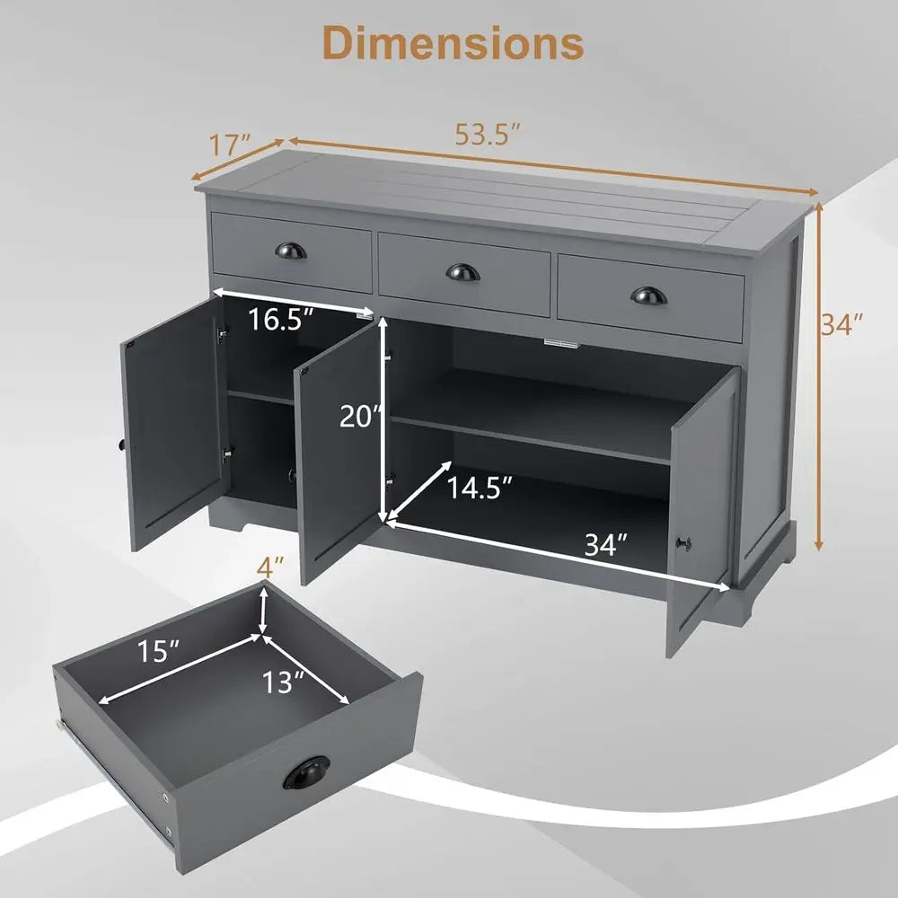 Sideboard Buet Server Storage Cabinet ole Table Home Kitchen Dining Room urniture Entryway Cupboard with 2 Cabiand 3 Ders Adjust