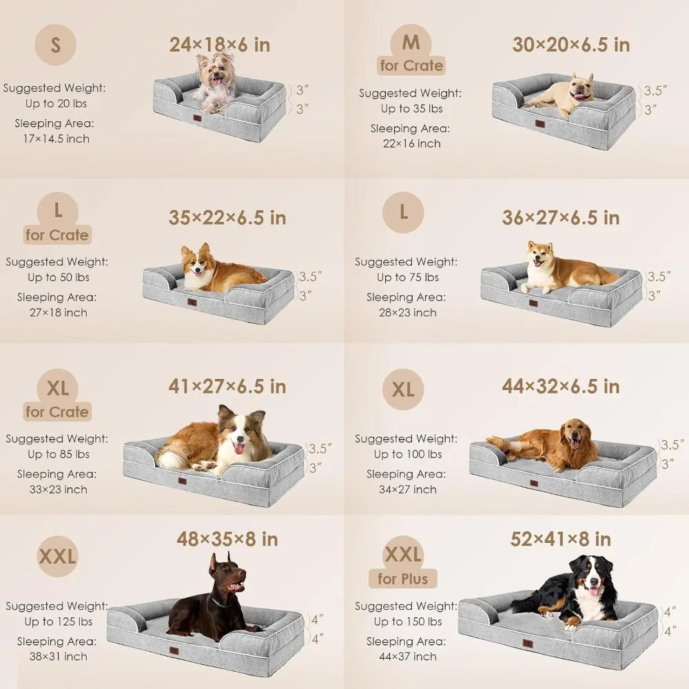 Orthopedic Dog Bed With Waterproof Memory Foam And Bolsters