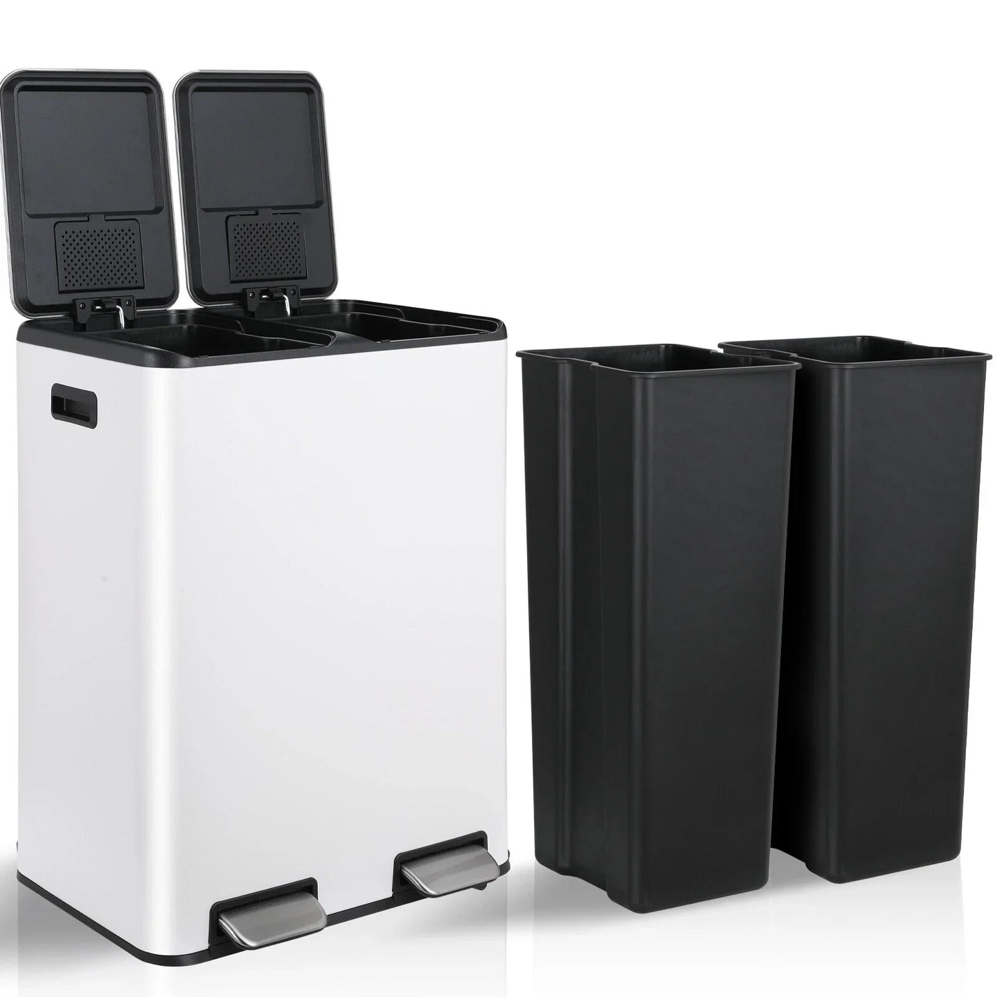 Unbranded Dual Kitchen Trash Can With Odor Control Compartments