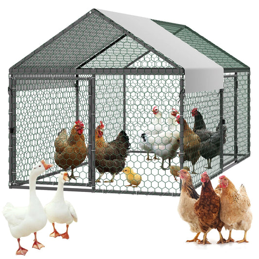 Metal Chicken Coop with Waterproof Cover & Doors The Pet & Home Store